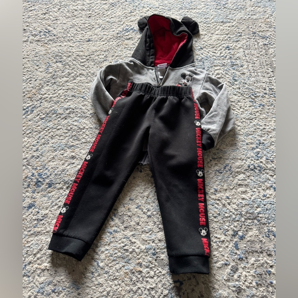 Disney Grey & Black Mickey Sweatshirt and Joggers Set with Red Accents